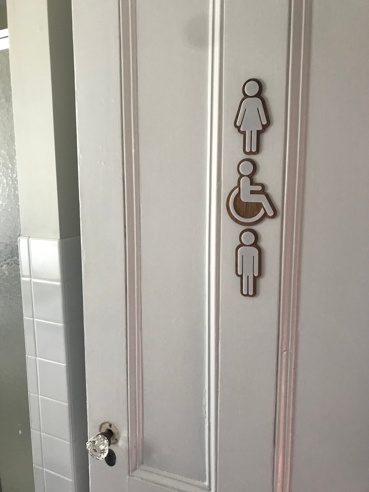 Bathroom Icon Men's Women's Rustic Coffee Shop | Wood & Acrylic Office Restaurant Restroom Signs Business Handicap Home Bar | ADA Sign