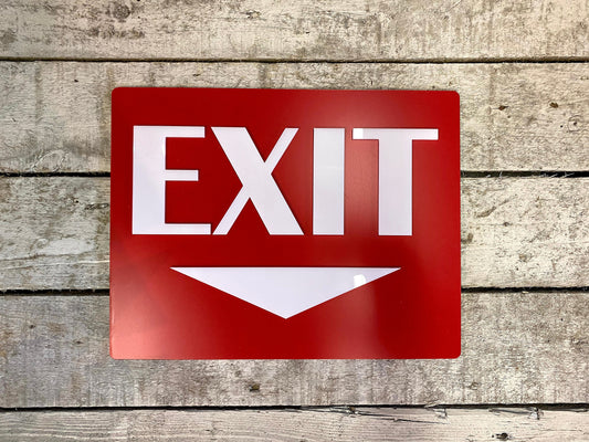 Exit Sign | Fire Safety Restaurant Office Business Wayfinding Signage | Shop Retail Display 2D | Church School Room