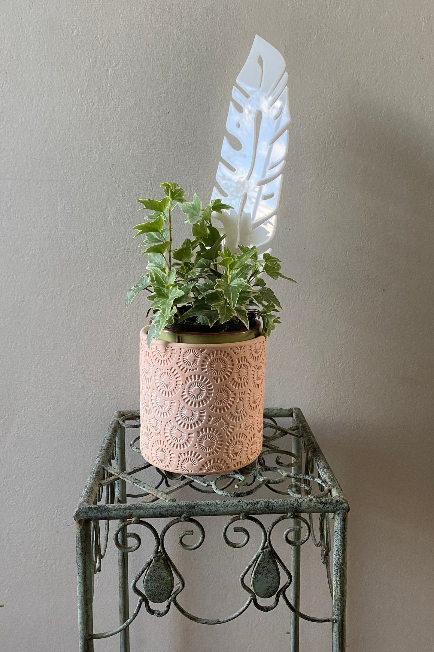 Plant Support Trellis White Acrylic | Decorative Modern Houseplant Pot Stand | Indoor Outdoor Garden Patio Accessory