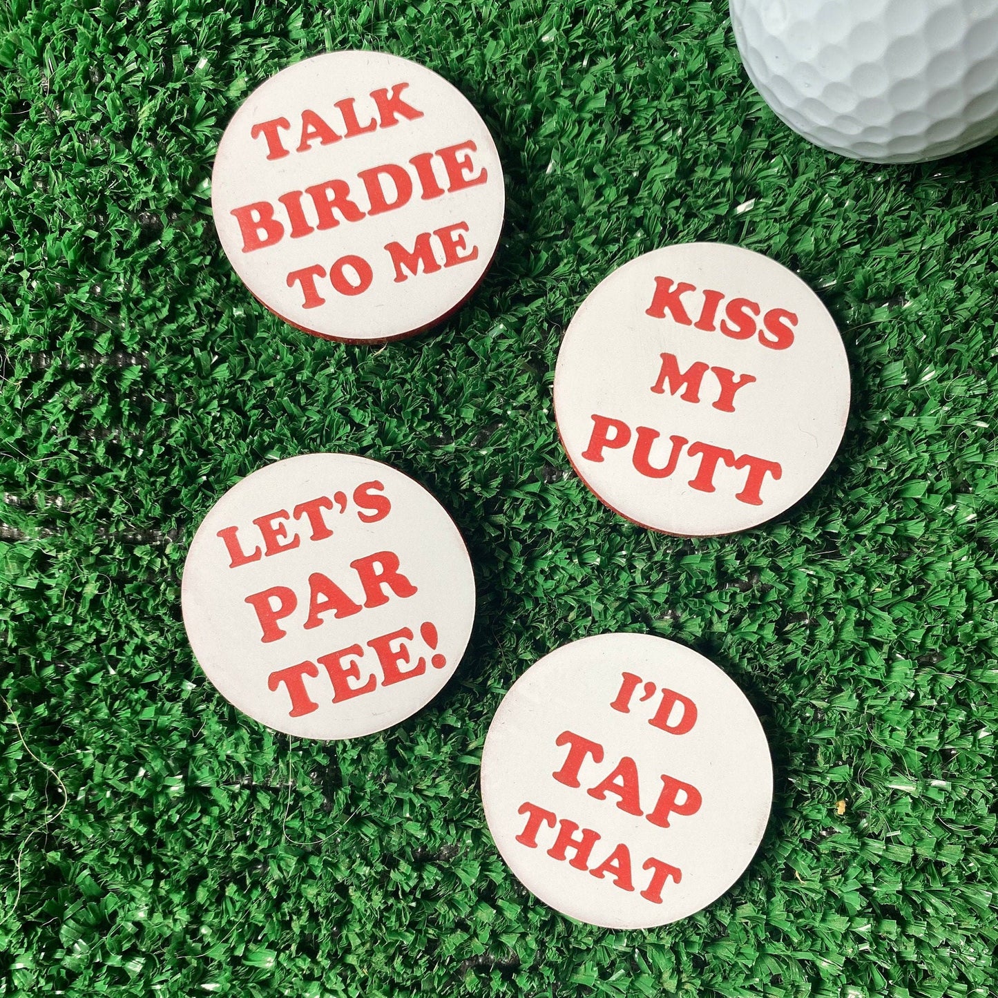 Golf Ball Markers Funny Pun Set of 4 | Gift for Golfer | Funny Golfing | Poker Chip Size