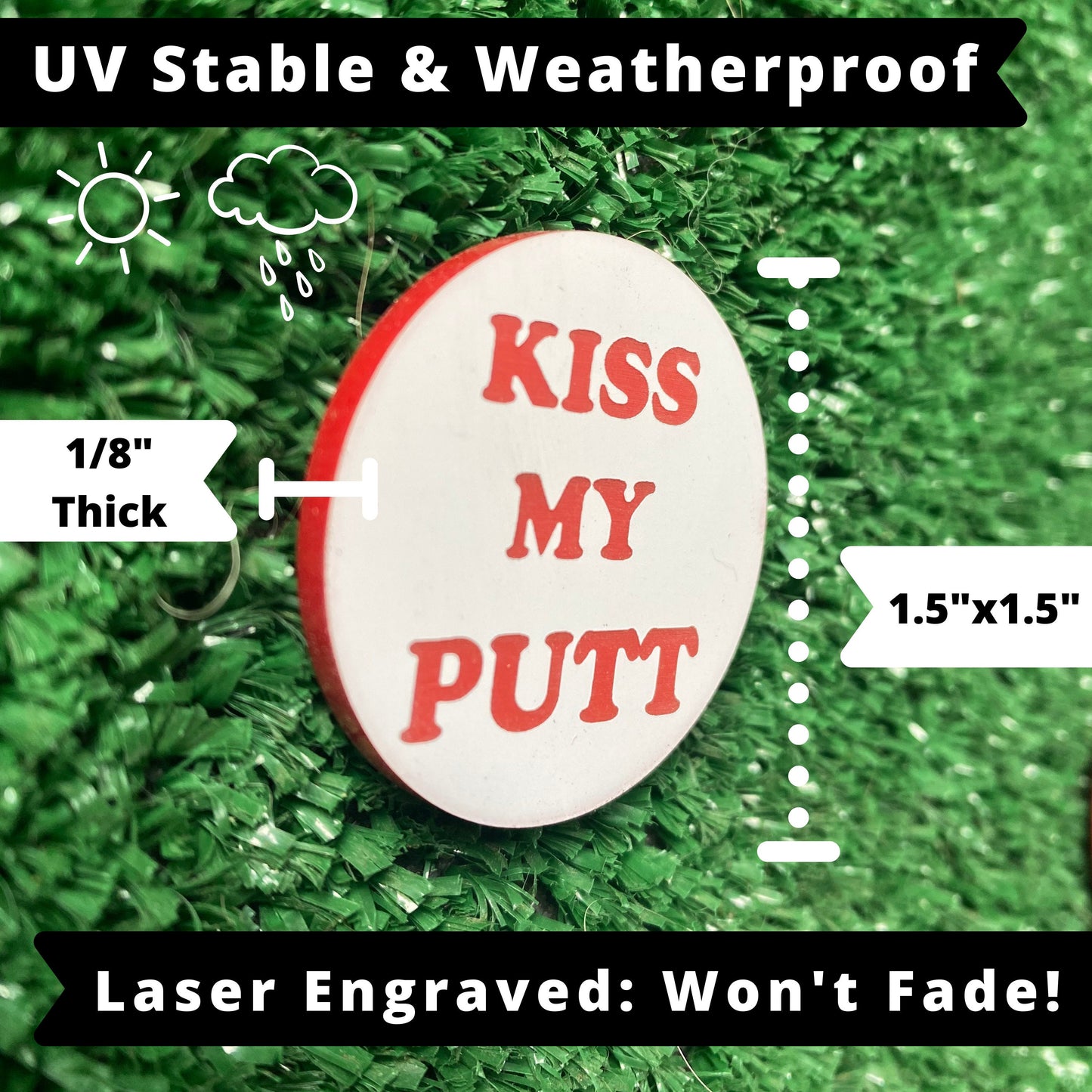 Fathers Day Golf Ball Markers | Funny Pun Set of 4 | Gift for Golfer | Golf Swag | Poker Chip Size