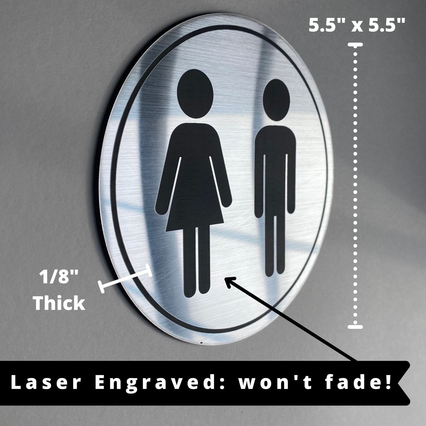 Bathroom Signs Airbnb Home Office | Mens Womens Room | 5.5" Weatherproof & UV Resistant with Adhesive Backing | Priced per sign not a set