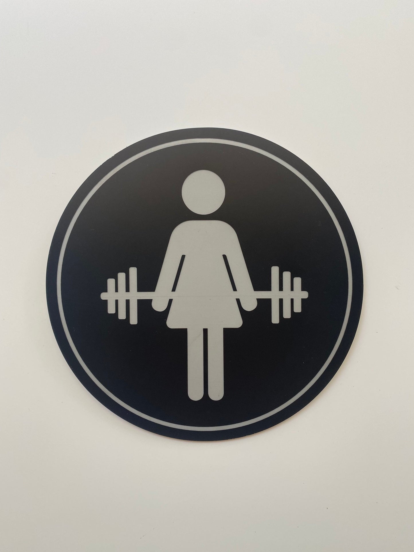 Gym Womens Mens Bathroom Sign | Crossfit Barbell Hotel Restroom Acrylic Handicap Bathroom | Adhesive Backing | Price per sign not a set