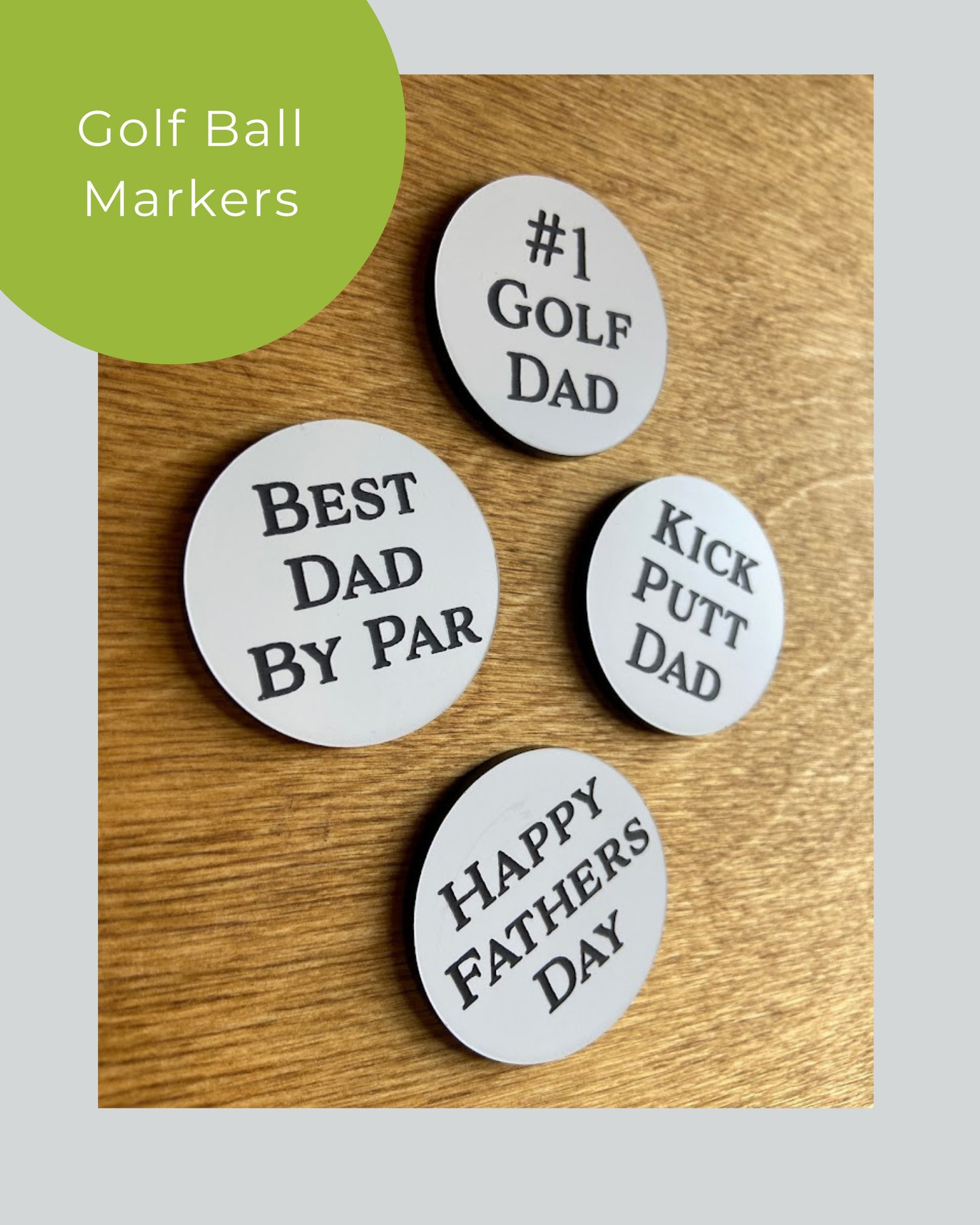 Fathers Day Golf Ball Markers | Funny Pun Set of 4 | Gift for Golfer | Golf Swag | Poker Chip Size