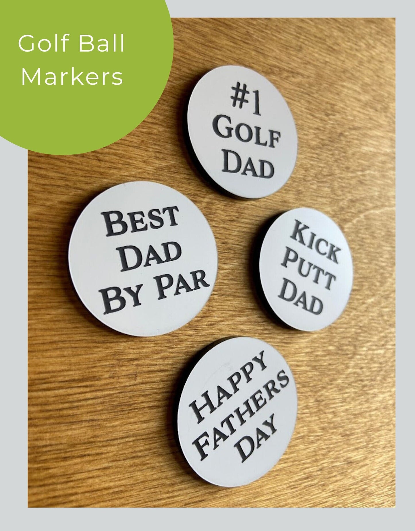 Fathers Day Golf Ball Markers | Funny Pun Set of 4 | Gift for Golfer | Golf Swag | Poker Chip Size