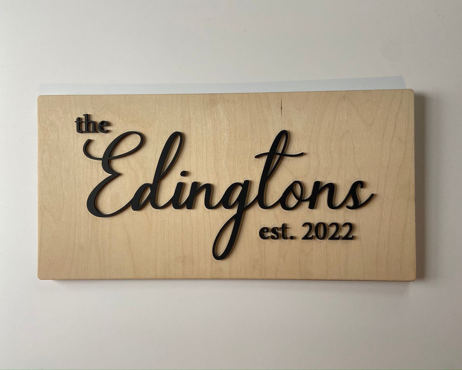 Last Name Custom Town House Sign | Wedding Gift Housewarming Present | 9x18" 2D Wood with Black Text