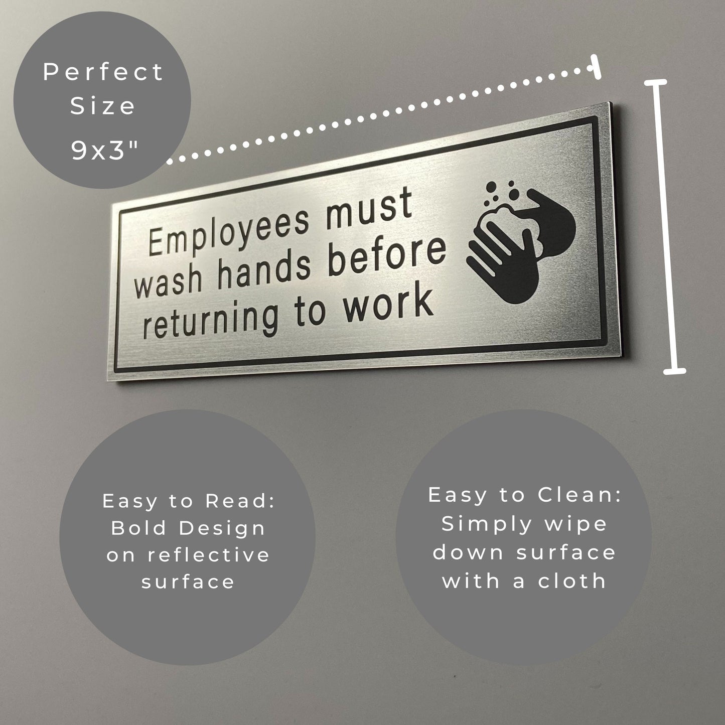 Employees Must Wash Hands Sign | Cafe Restaurant Bathroom