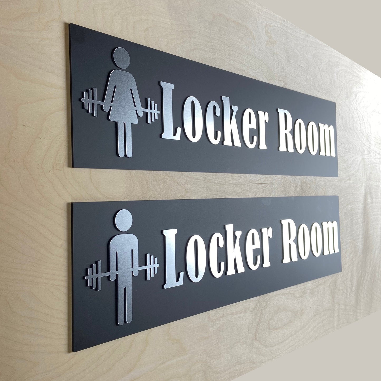 Large Gym Locker Room Directional Sign | Custom Crossfit Display | Acrylic Modern Bathroom 24x5.75"