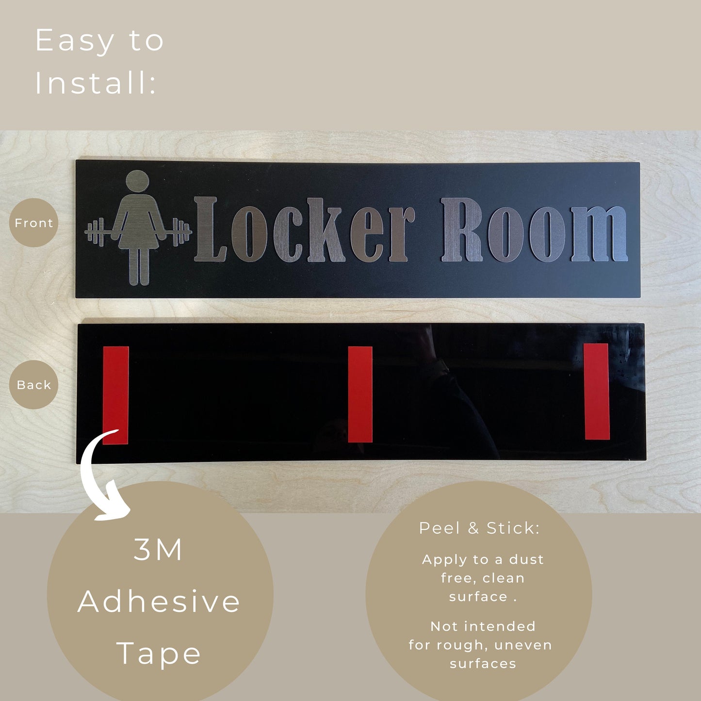 Large Gym Locker Room Directional Sign | Custom Crossfit Display | Acrylic Modern Bathroom 24x5.75"