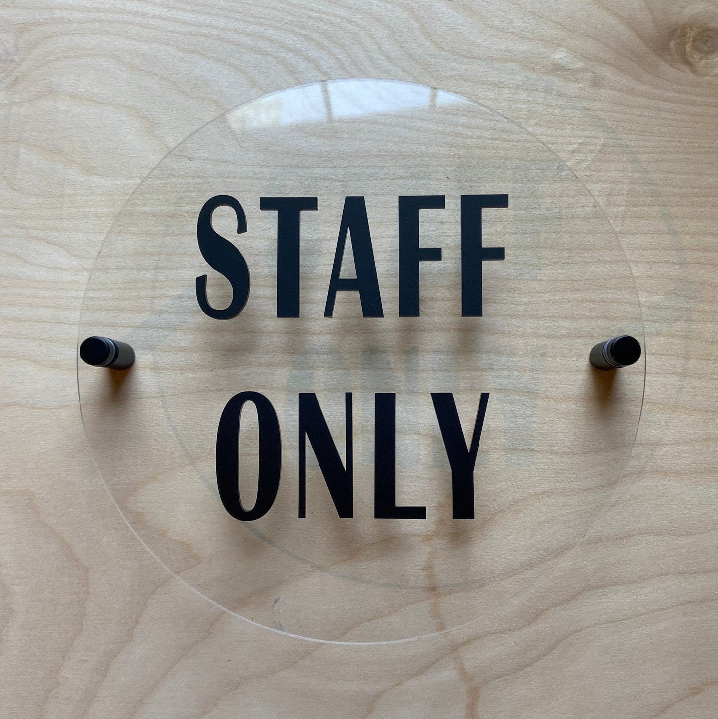Staff Only Sign 12x12" | Black Acrylic with Gold Acrylic Text