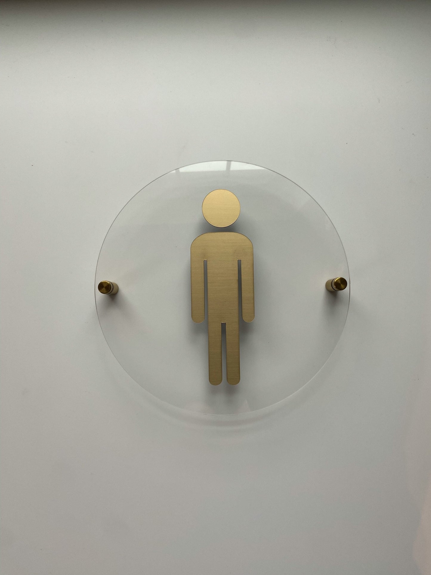 Clear and Gold Acrylic Bathroom Sign | Unisex Men Women Handicap Designs | Business Restroom Signs