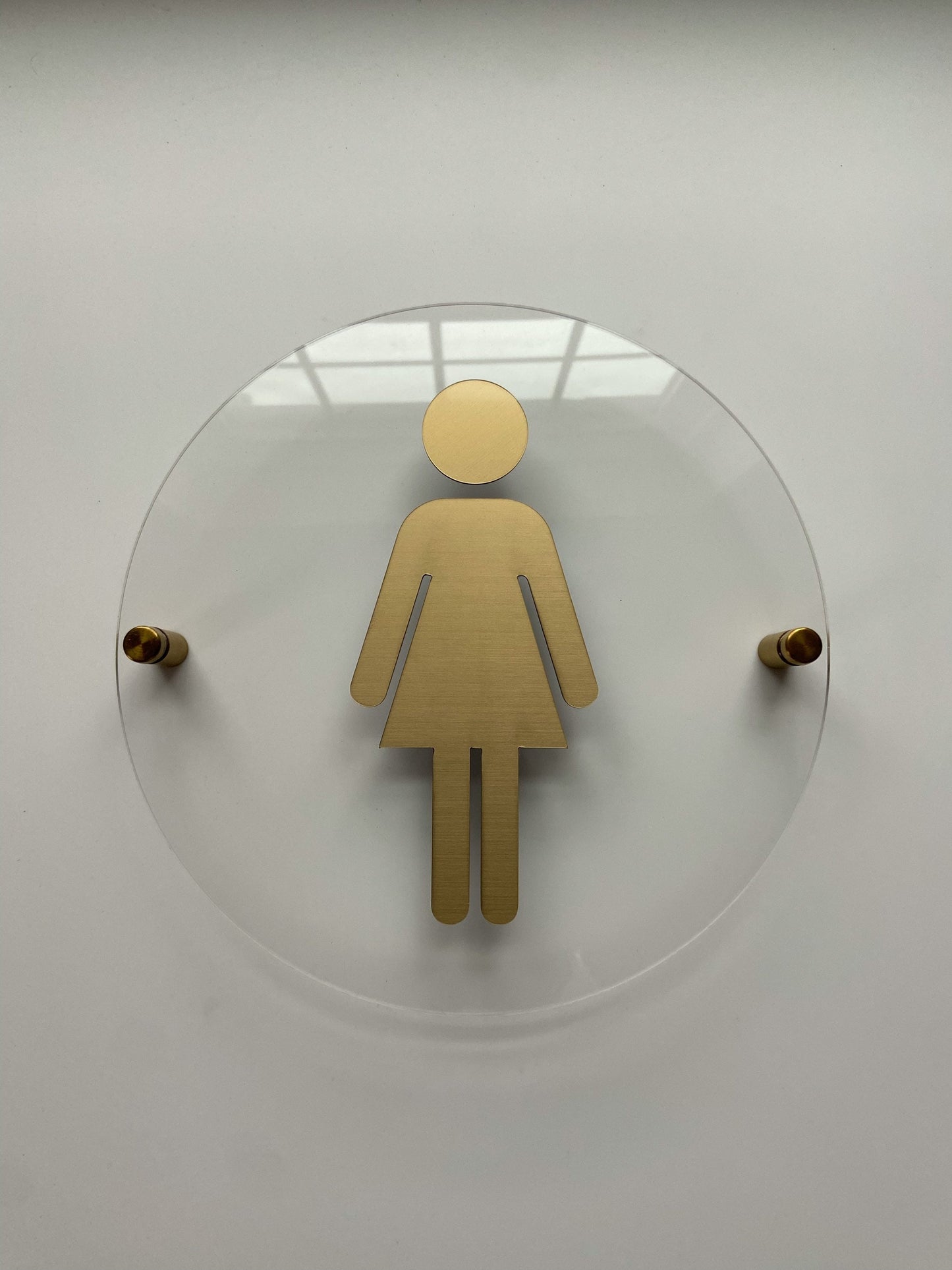 Clear and Gold Acrylic Bathroom Sign | Unisex Men Women Handicap Designs | Business Restroom Signs
