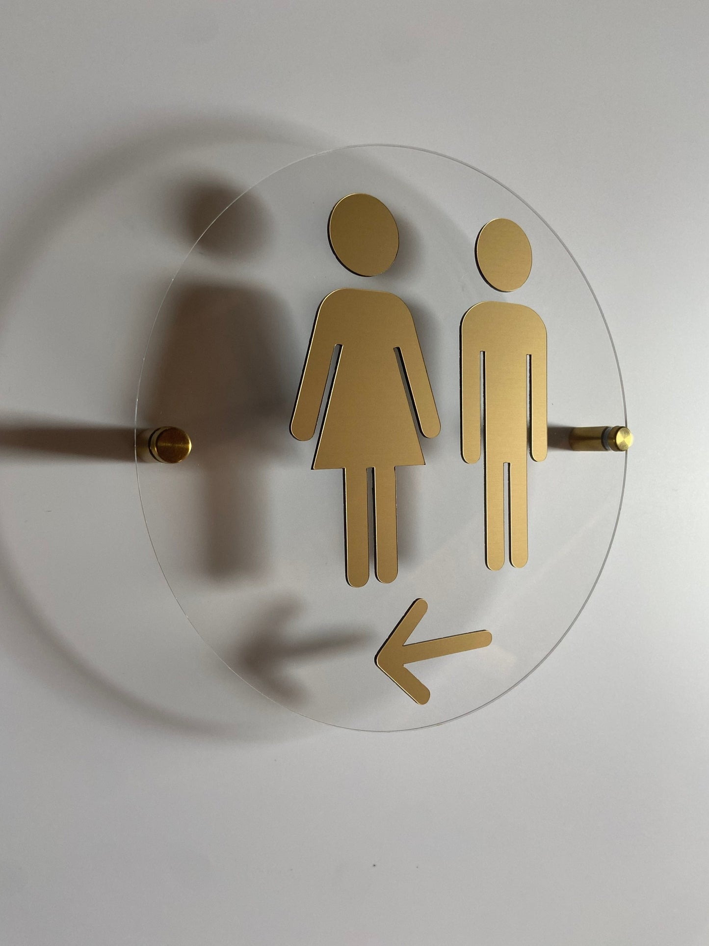 Wood and Acrylic Bathroom Directional Arrow Sign | Unisex Men Women Handicap Designs | Business Restroom Signs