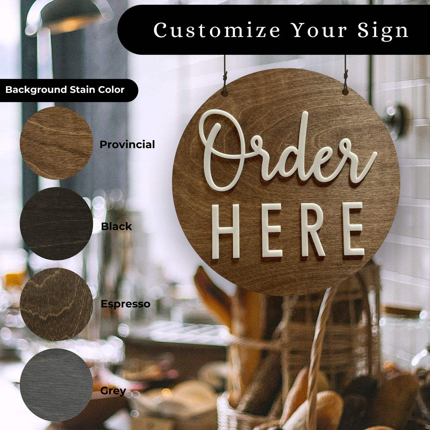 12x12” ORDER Here PICK UP Here Business Sign | Custom Coffee Shop Restaurant Bakery Ice Cream Stand | Priced Per Sign Not Sold as a Set
