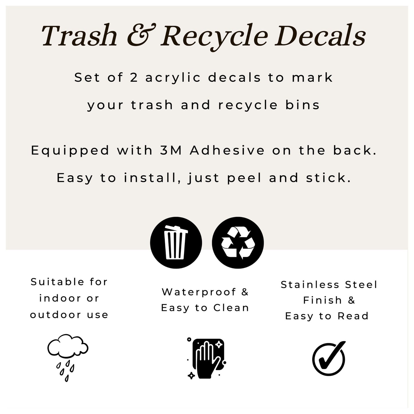Trash Recycle Sticker | Office Building Kitchen Organization | Set of 2 Decals