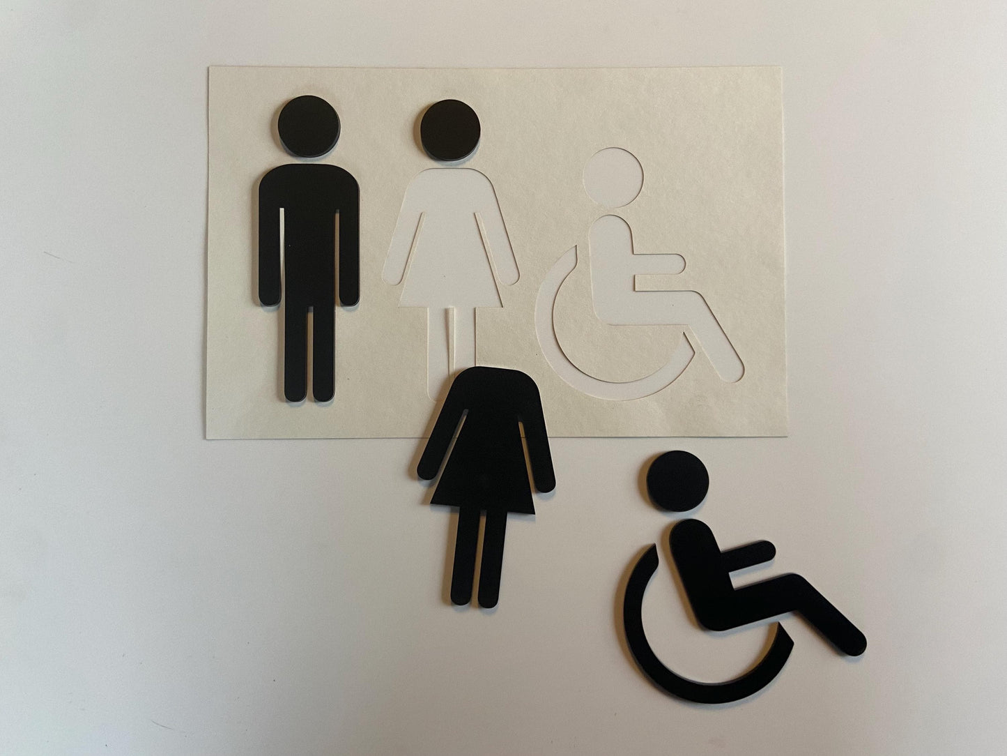 Acrylic Bathroom Icons 3M Adhesive Tape Backing | Gold Silver Black Restroom Signs