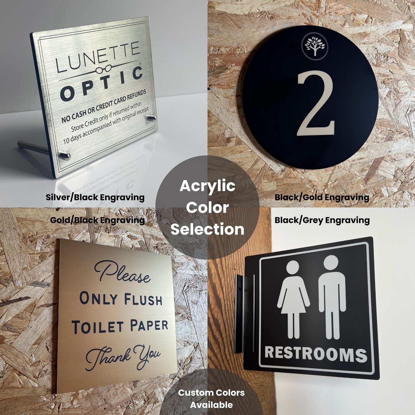 Bathroom Signs Airbnb Home Office | Mens Womens Room | 5.5" Weatherproof & UV Resistant with Adhesive Backing | Priced per sign not a set
