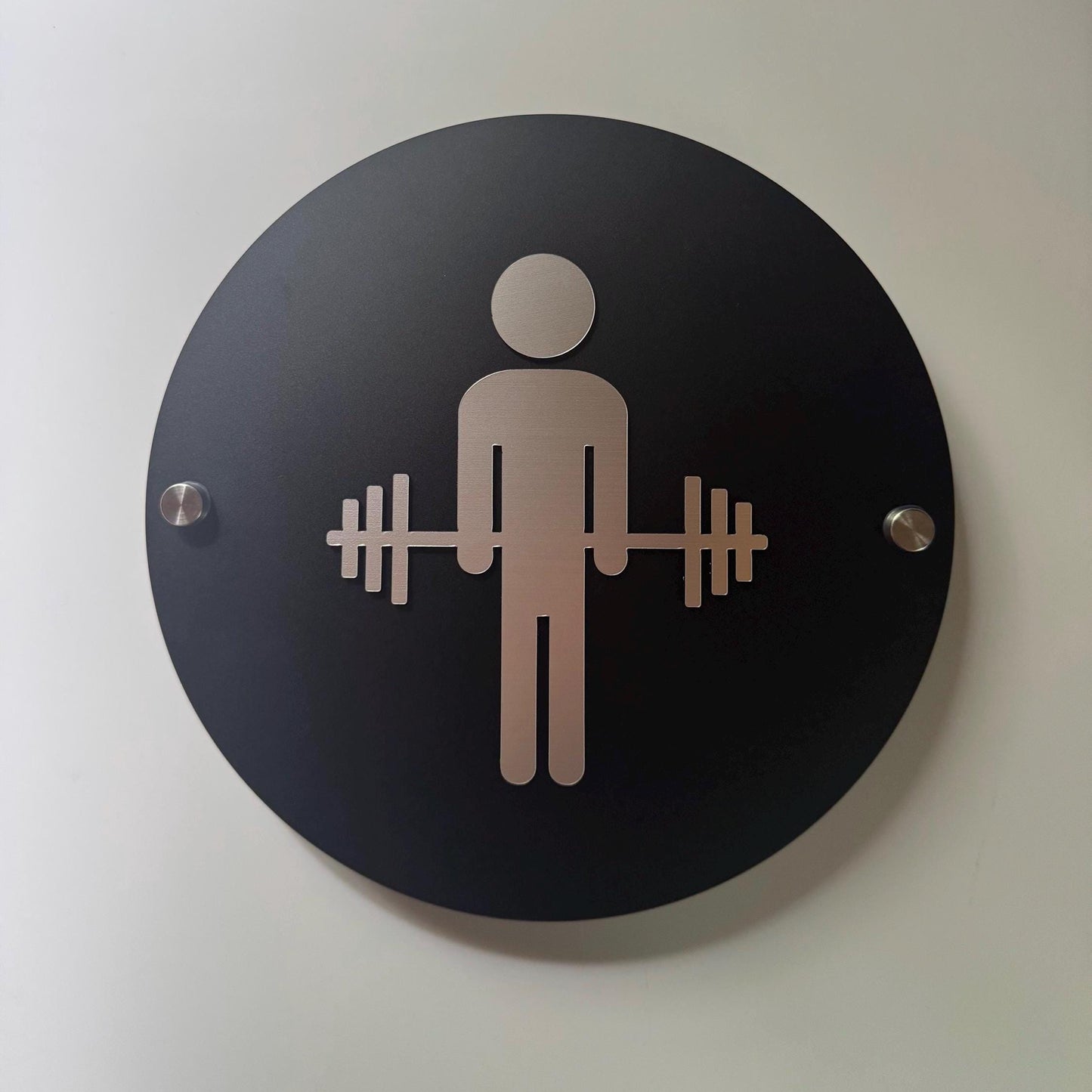 CrossFit Gym Matte Black and Silver Acrylic Floating Restroom Signs | Men Women Handicap Bathroom | Priced per sign not as a set