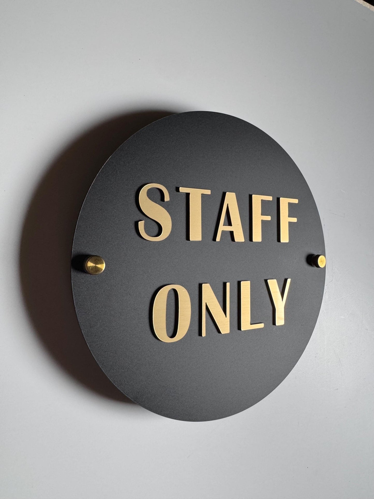 Staff Only Sign 12x12" | Black Acrylic with Gold Acrylic Text