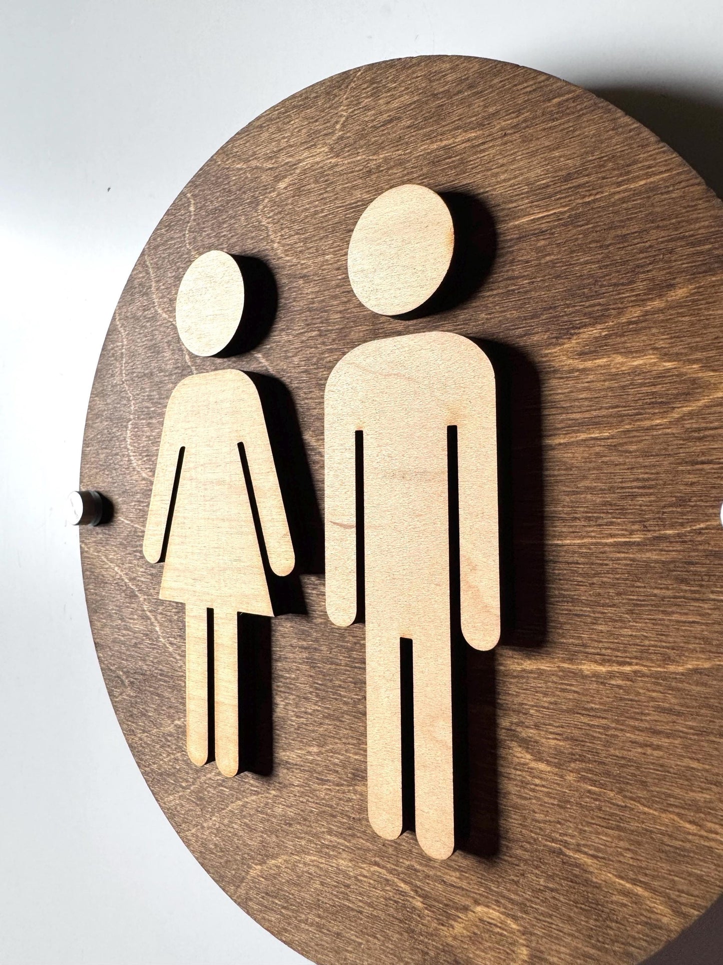9x9" Wood and Acrylic Bathroom Sign | Unisex Men Women Handicap Designs | Business Restroom Signs