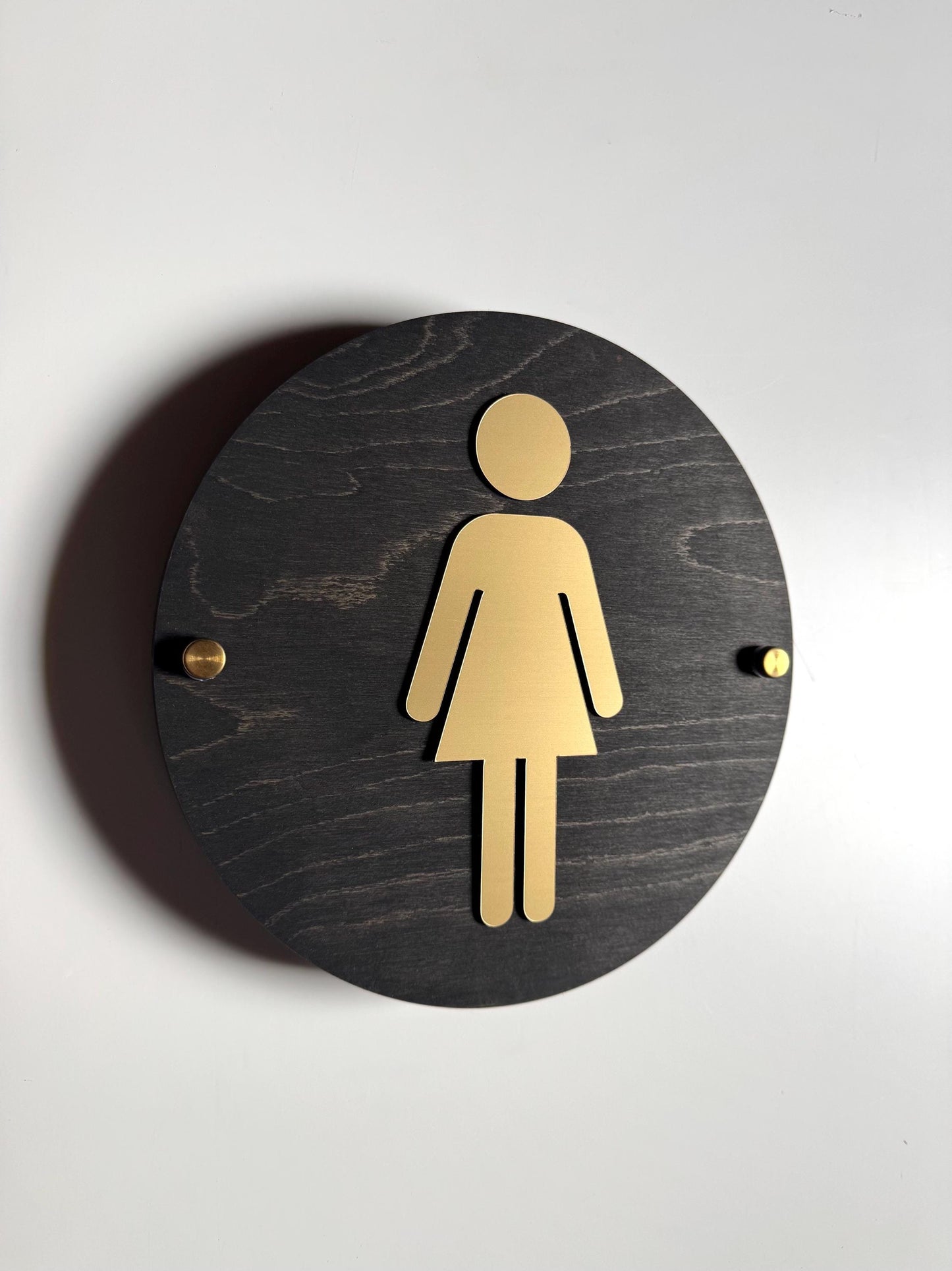 Wood & Gold Acrylic Bathroom Sign | Unisex Men Women Handicap Designs | Business Restroom Signs