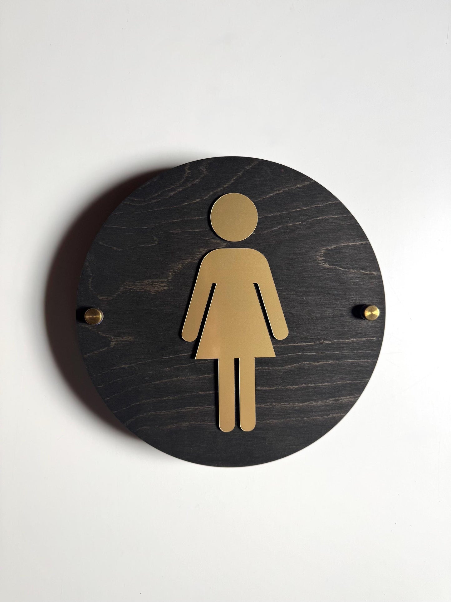 Wood & Gold Acrylic Bathroom Sign | Unisex Men Women Handicap Designs | Business Restroom Signs