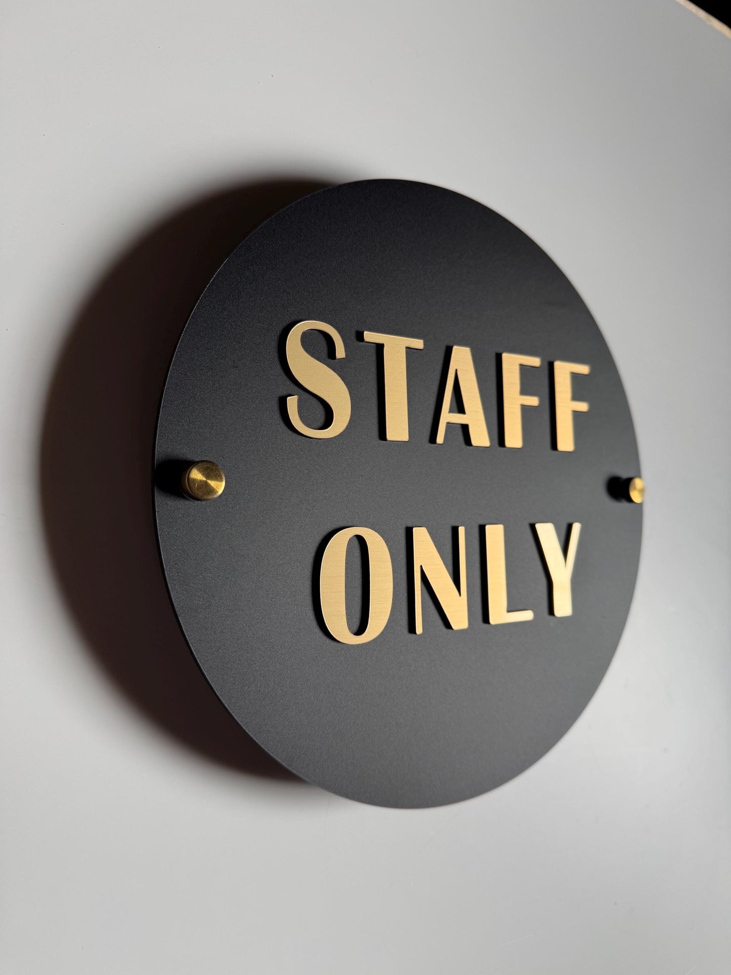 Staff Only Sign 12x12" | Black Acrylic with Gold Acrylic Text