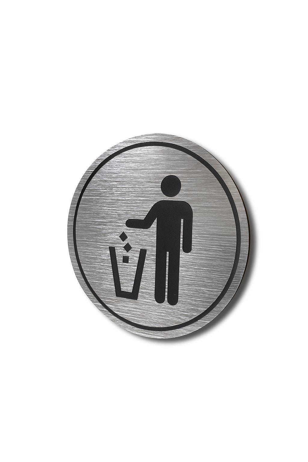Trash Decal Man Throwing Away Garbage | Indoor Outdoor UV Stable & Weatherproof | Stainless Steel Kitchen Pantry Organization