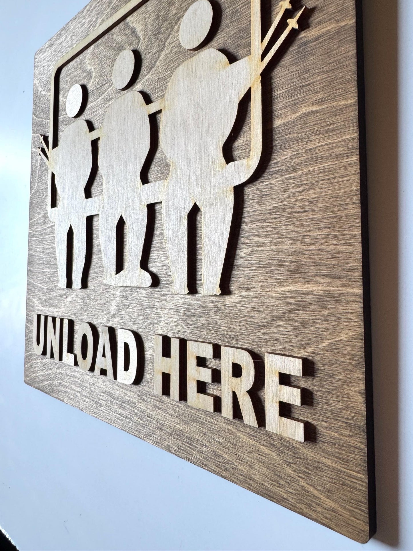 Ski Cabin UNLOAD HERE Chalet Wall Hanging Acrylic & Wood Rustic Signs | Snowboarder Gift | Custom Mountain Lodge Decor | 12x12" or 24x24"