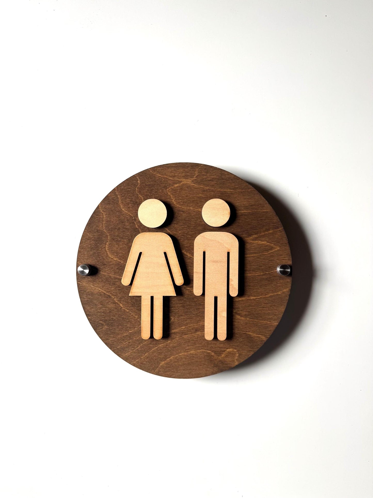 9x9" Wood and Acrylic Bathroom Sign | Unisex Men Women Handicap Designs | Business Restroom Signs