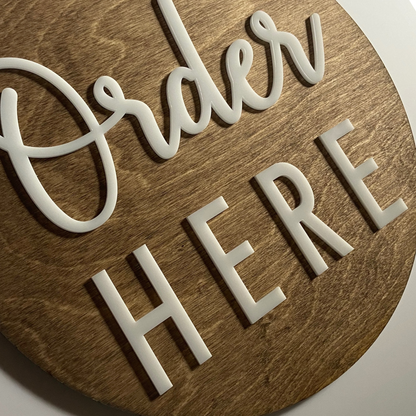 Order Here / Pick Up Here Sign, Modern Script | Custom Sign | 1620 Designs