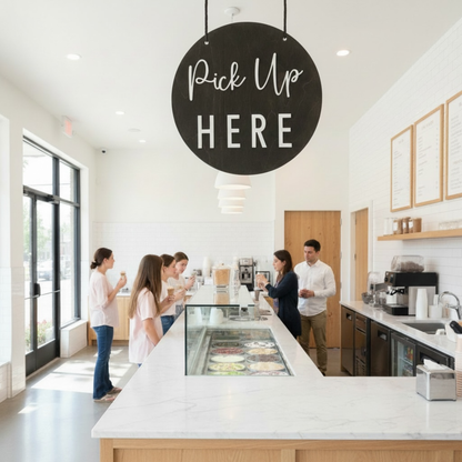 Order Here / Pick Up Here Sign, Modern Script | Custom Sign | 1620 Designs