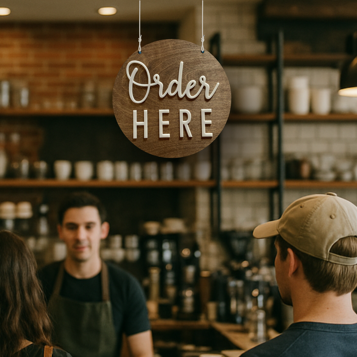 Order Here / Pick Up Here Sign, Modern Script | Custom Sign | 1620 Designs