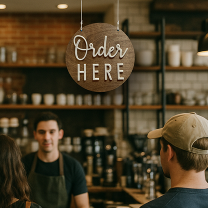 Order Here / Pick Up Here Sign, Modern Script | Custom Sign | 1620 Designs