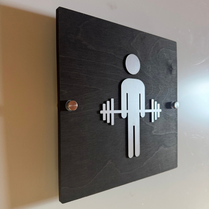 Rustic Wood & Acrylic Gym Restroom Sign | Custom Sign | 1620 Designs