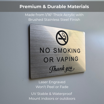 No Smoking or Vaping Sign
