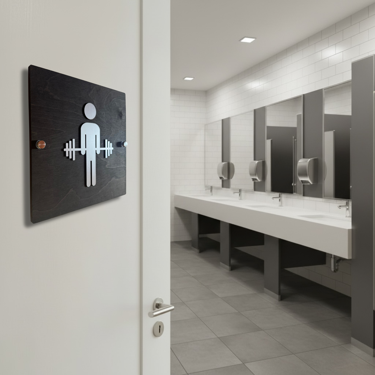 Rustic Wood & Acrylic Gym Restroom Sign | Custom Sign | 1620 Designs