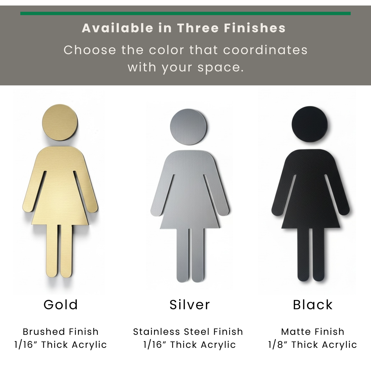 Acrylic Restroom Icon Decal | Custom Sign | 1620 Designs