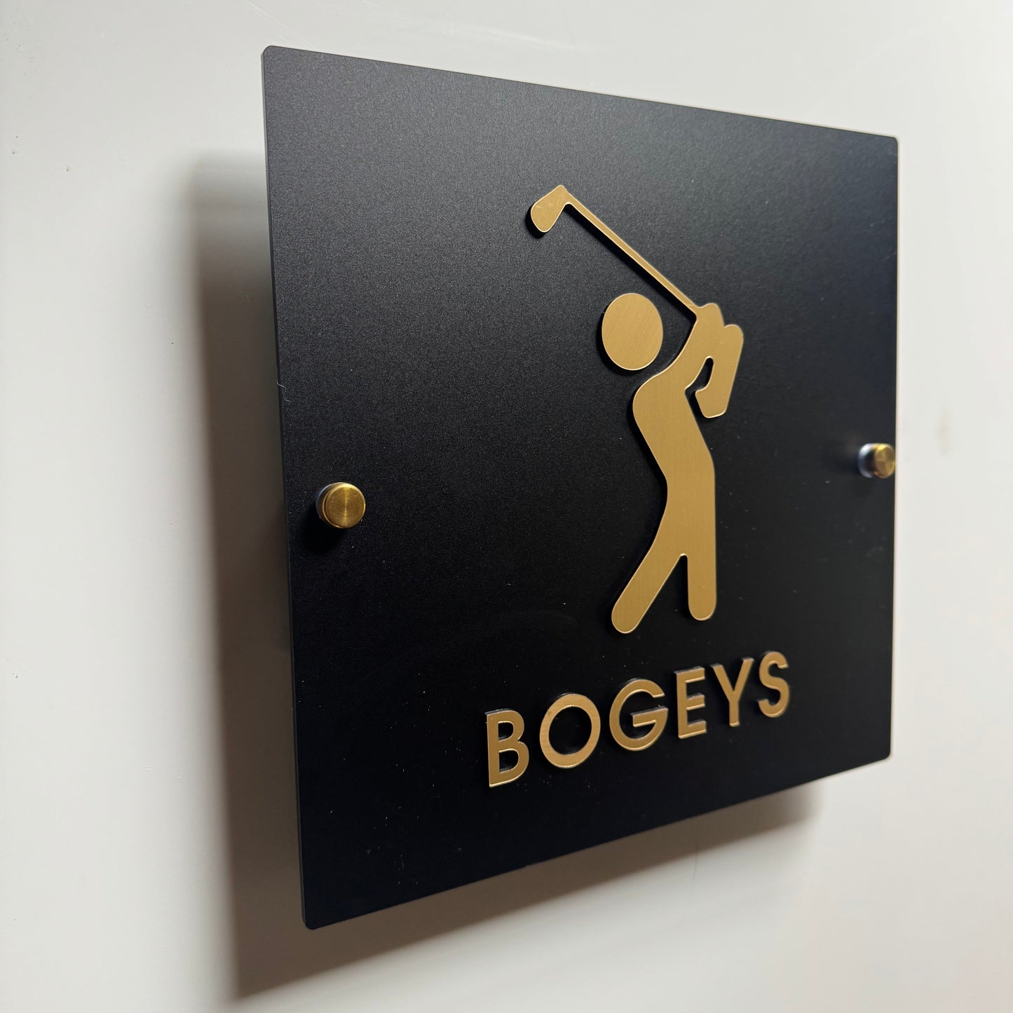 Birdie & Bogey Golf Restroom Sign, Black & Gold Acrylic | Custom Sign | 1620 Designs