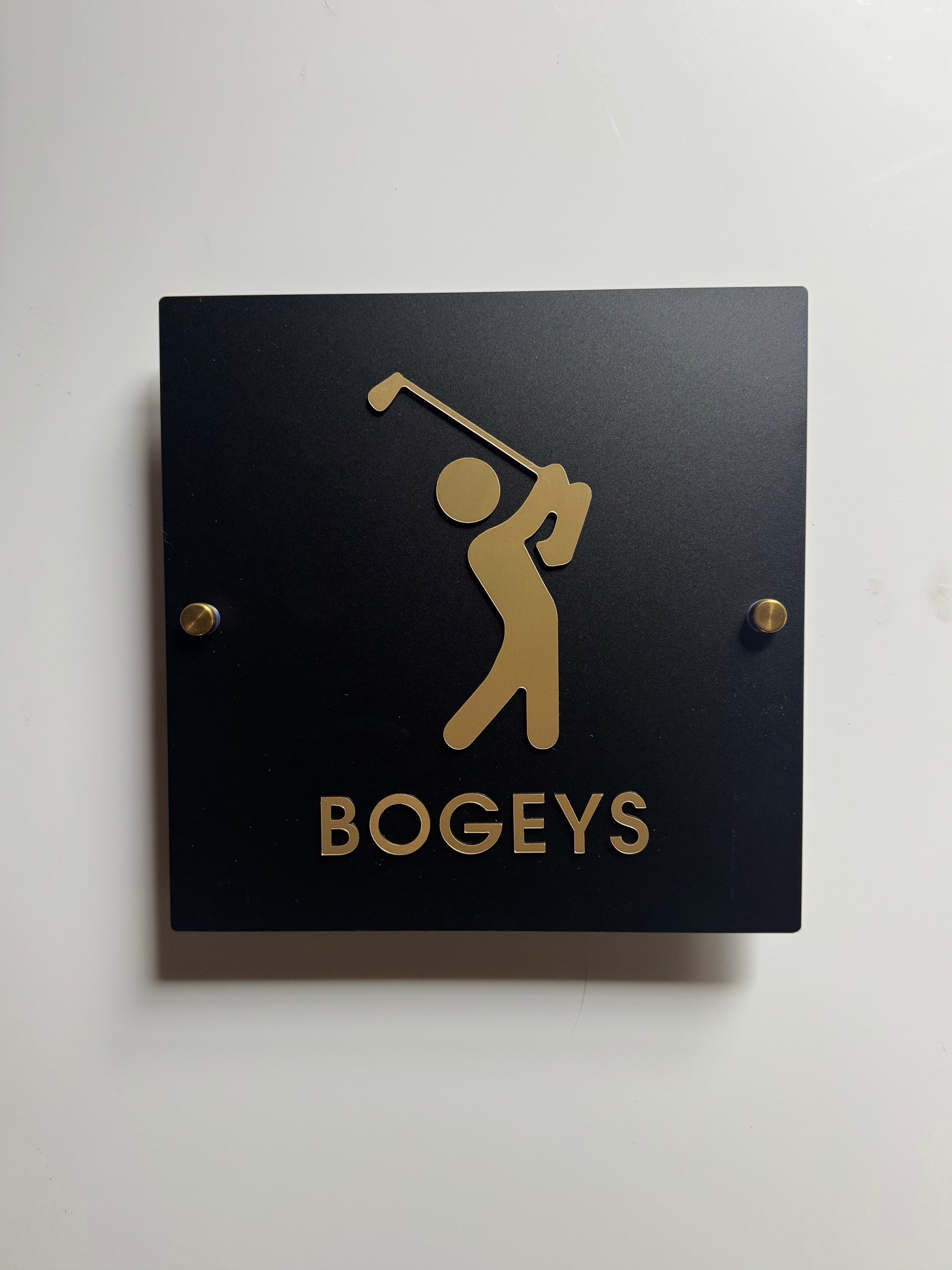 Birdie & Bogey Golf Restroom Sign, Black & Gold Acrylic | Custom Sign | 1620 Designs