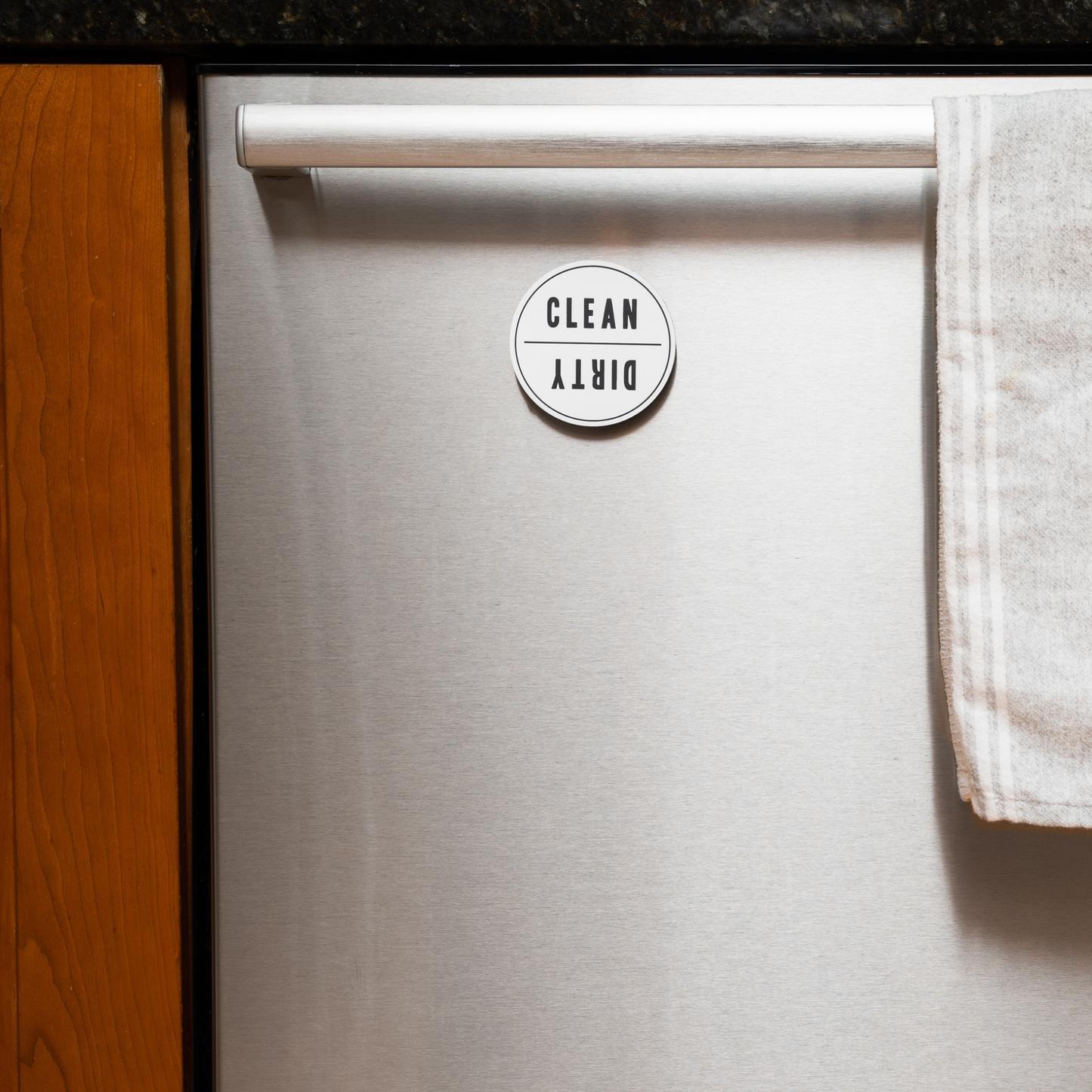 Clean Dirty Dishwasher Magnet | 3x3” Reversible Kitchen Label for Easy Dish Organization | Modern Kitchen Decor