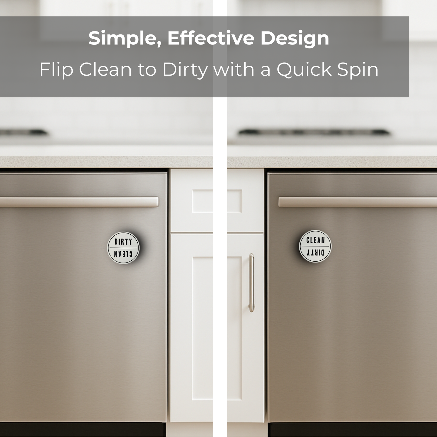 Clean Dirty Dishwasher Magnet | 3x3” Reversible Kitchen Label for Easy Dish Organization | Modern Kitchen Decor