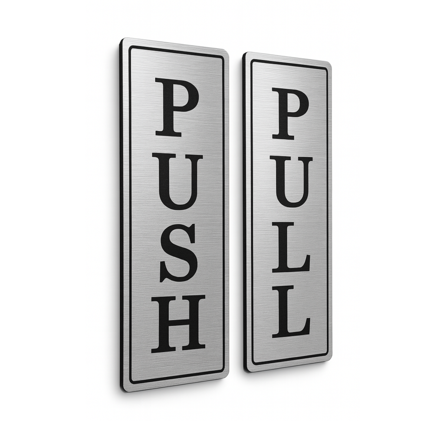 Push Pull Door Sign | Set of 2 Engraved Decal | Coffee Shop Entrance Business Sign | 3M Adhesive Easy to Install | Weatherproof UV Resistant