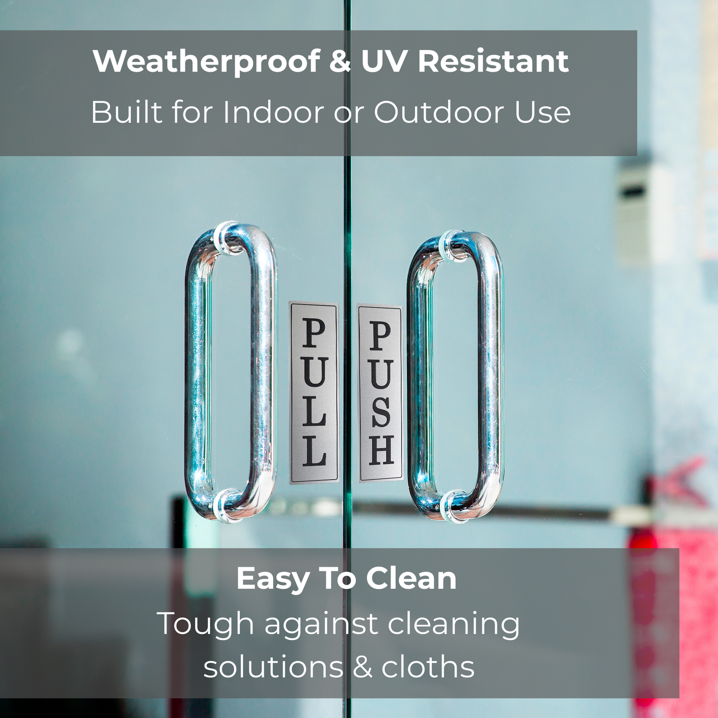 Push Pull Door Sign | Set of 2 Engraved Decal | Coffee Shop Entrance Business Sign | 3M Adhesive Easy to Install | Weatherproof UV Resistant