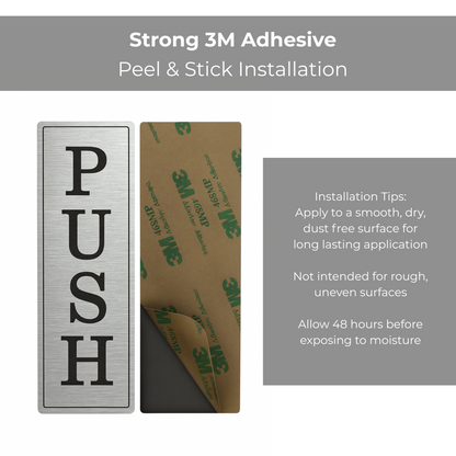 Push Pull Door Sign | Set of 2 Engraved Decal | Coffee Shop Entrance Business Sign | 3M Adhesive Easy to Install | Weatherproof UV Resistant