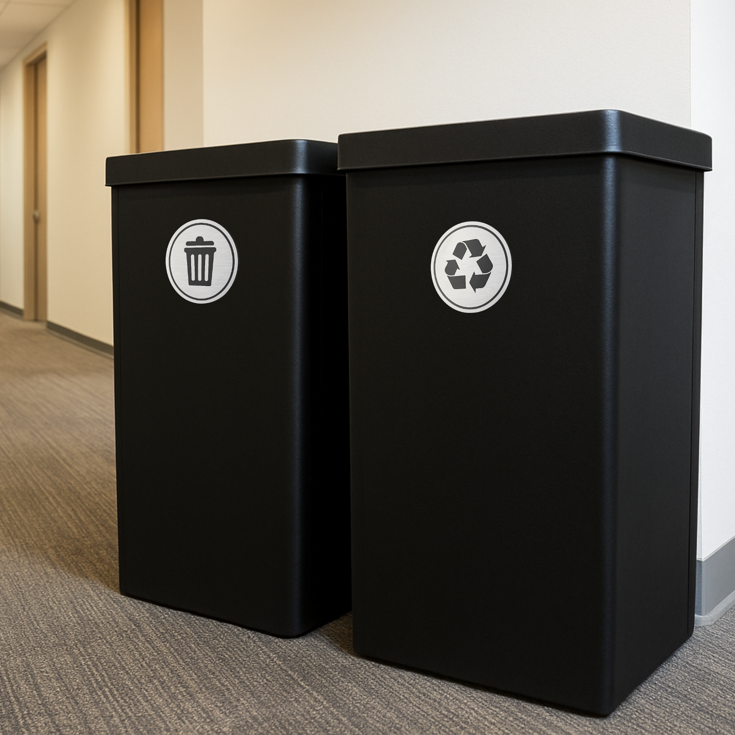 Trash Recycle Sticker | Office Building Kitchen Organization | Set of 2