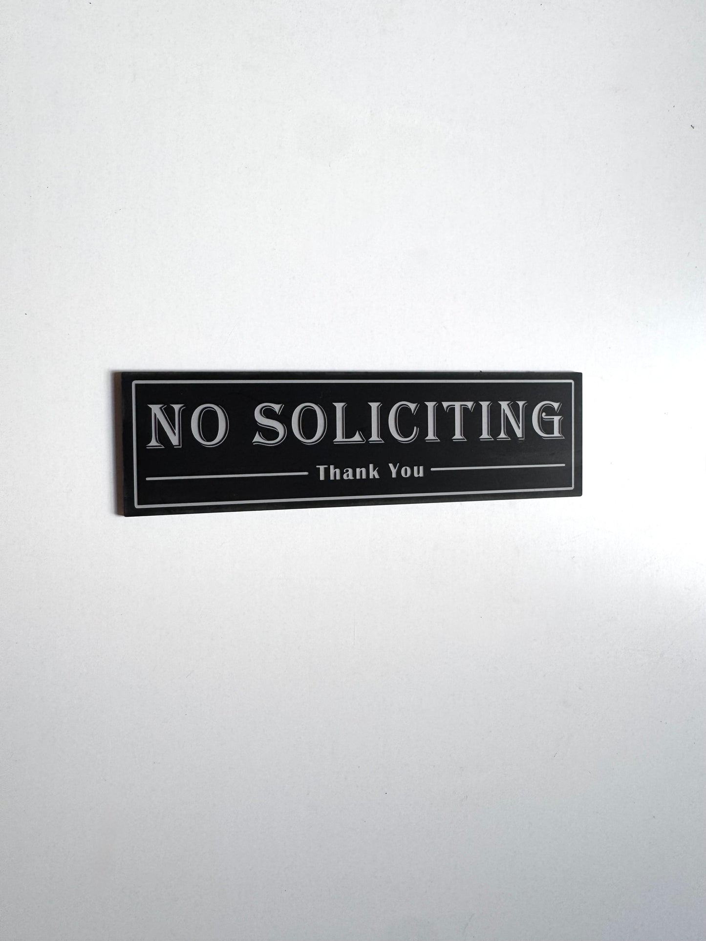 No Soliciting sign for Home or Business | Laser Engraved Acrylic | UV Stable & Weatherproof | 7x2" | Porch Door Sign Do Not Disturb