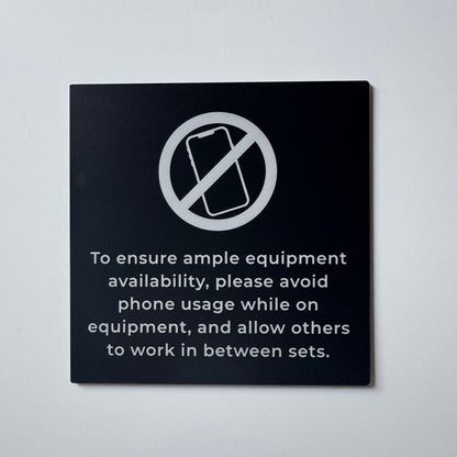 No Cell Phone Gym Etiquette Sign