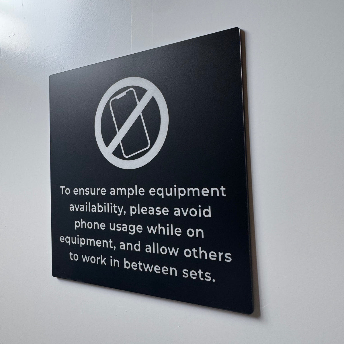 No Cell Phone Gym Etiquette Sign