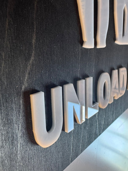 Ski Lift "Unload Here" Sign with White Acrylic Icons
